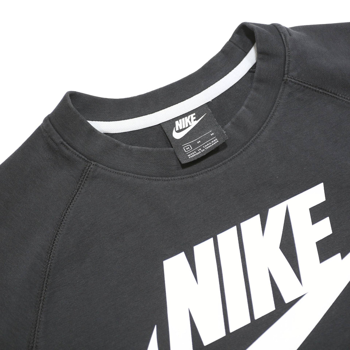 NIKE Mens Black Crew Neck M Sweatshirt Cotton Blend Pullover Logo