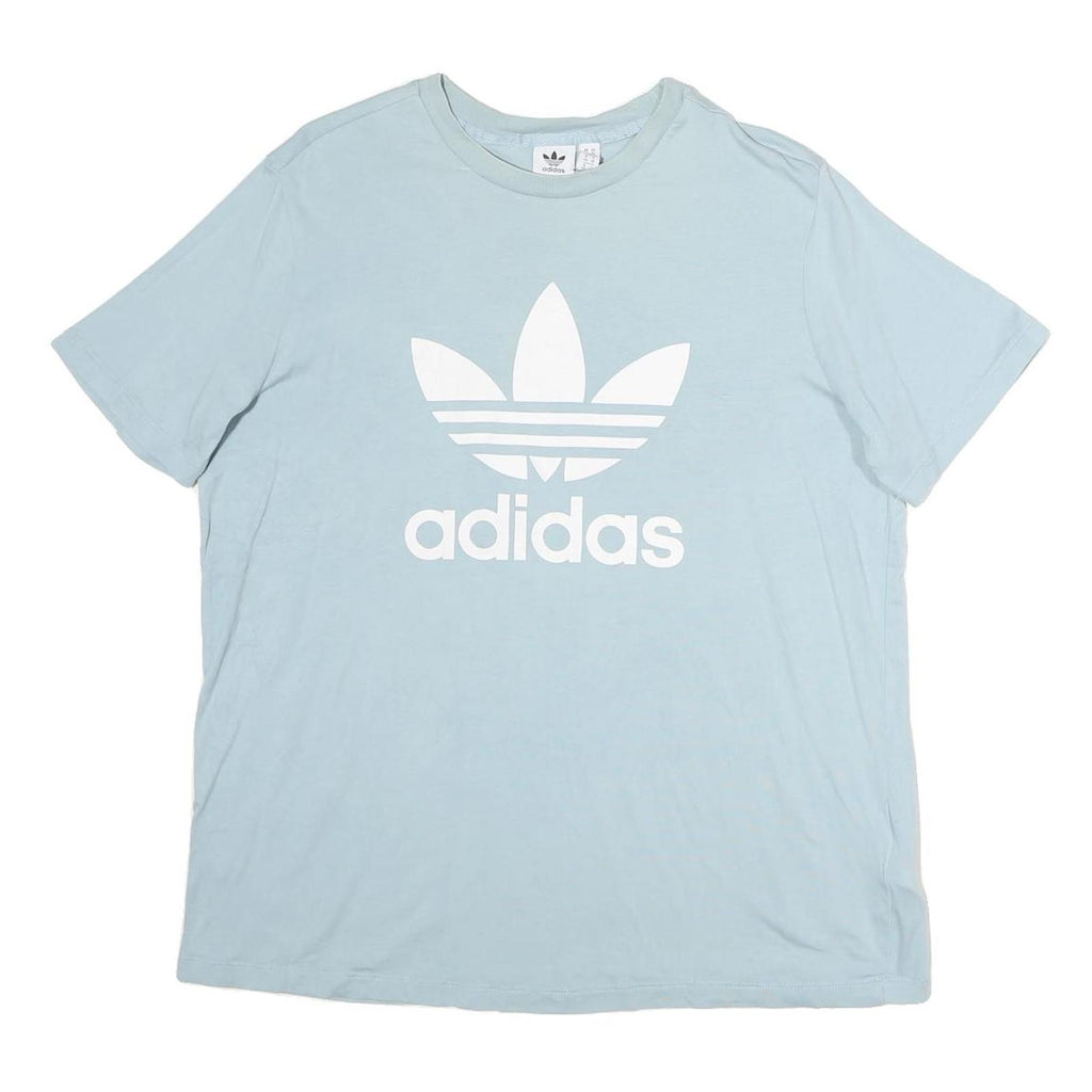 ADIDAS Womens Blue Cotton Graphic T-Shirt UK 22 Short Sleeve Crew Neck