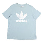 ADIDAS Womens Blue Cotton Graphic T-Shirt UK 22 Short Sleeve Crew Neck