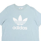 ADIDAS Womens Blue Cotton Graphic T-Shirt UK 22 Short Sleeve Crew Neck