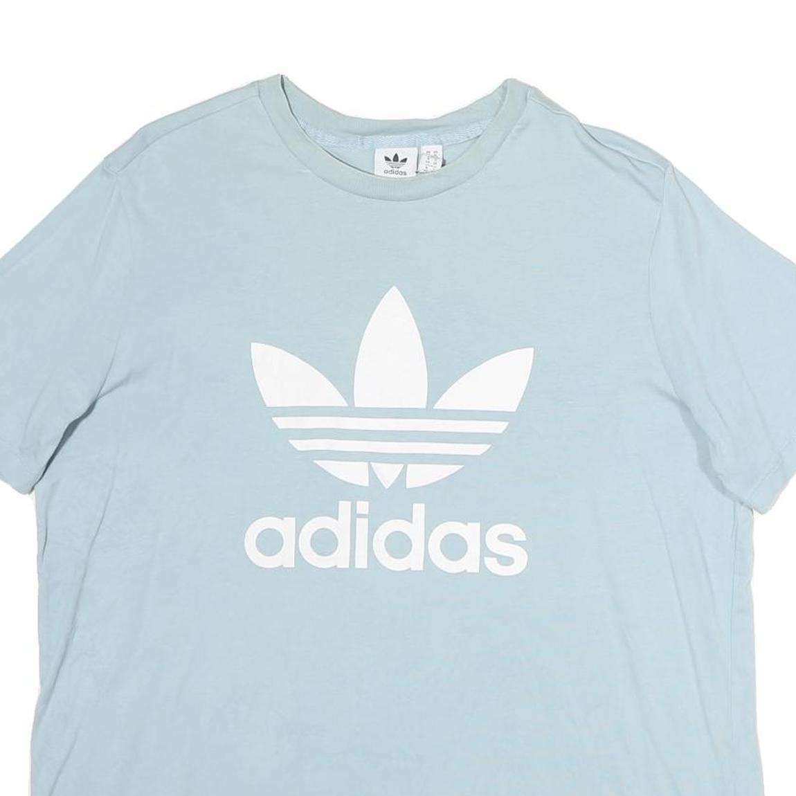 ADIDAS Womens Blue Cotton Graphic T-Shirt UK 22 Short Sleeve Crew Neck