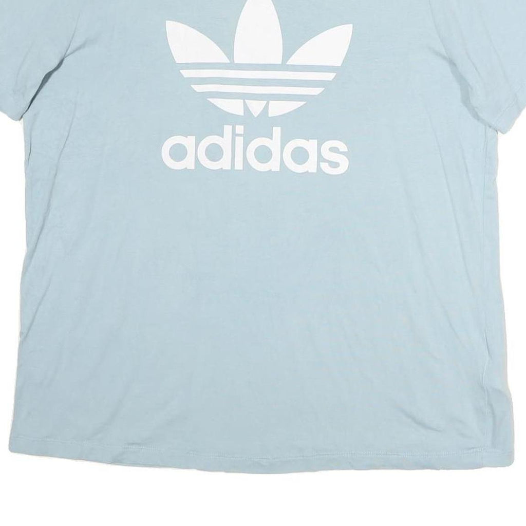 ADIDAS Womens Blue Cotton Graphic T-Shirt UK 22 Short Sleeve Crew Neck