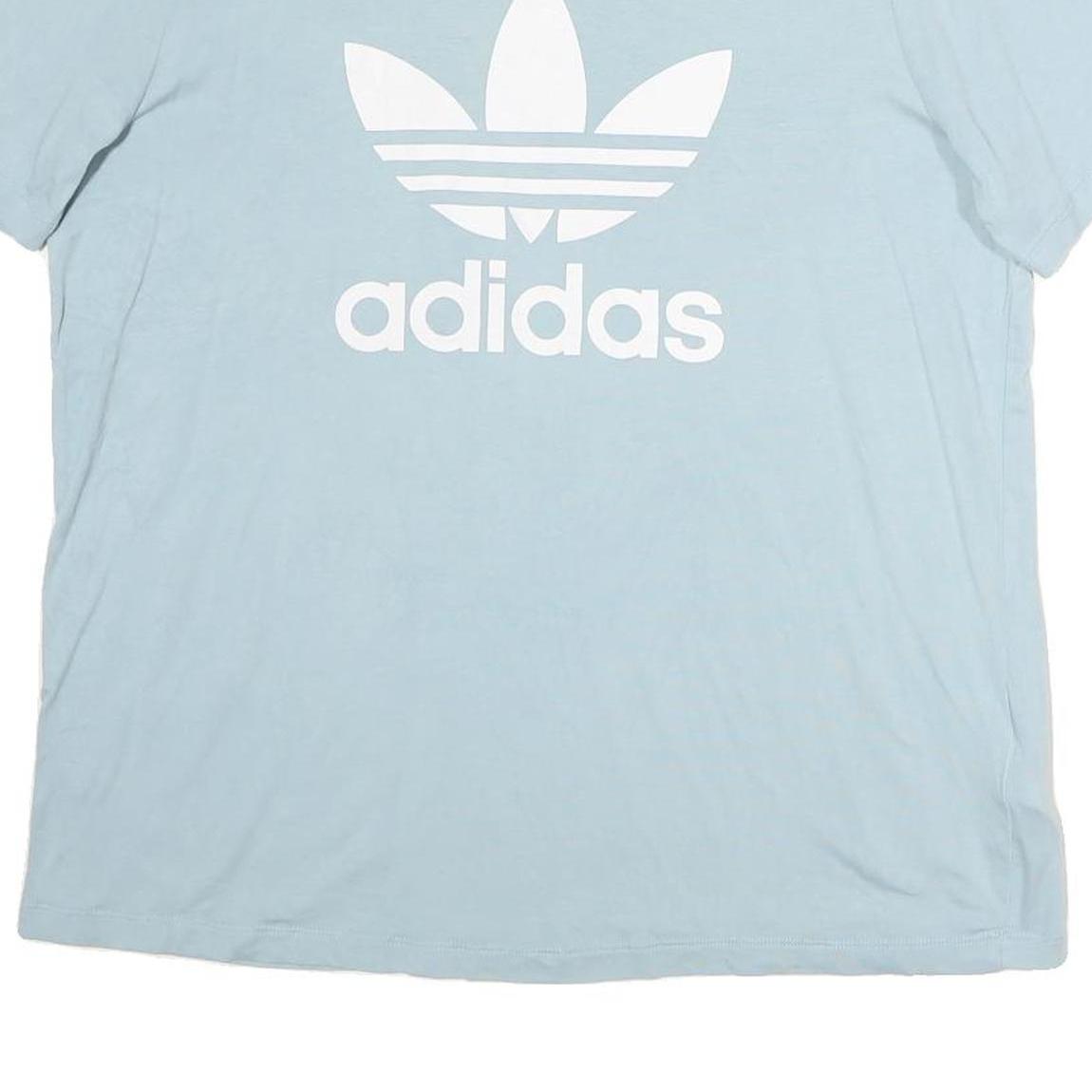 ADIDAS Womens Blue Cotton Graphic T-Shirt UK 22 Short Sleeve Crew Neck