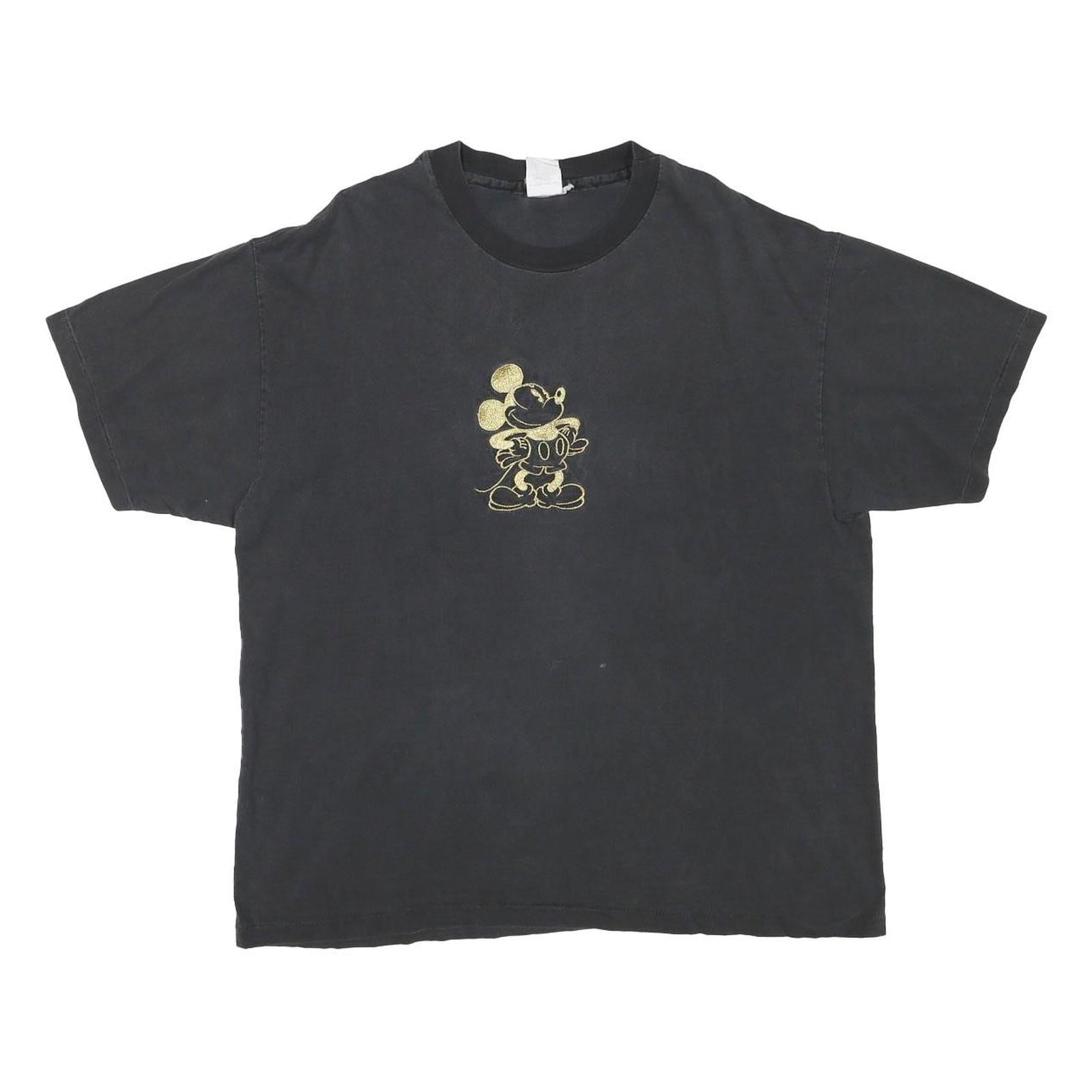MICKEY Mens Black Graphic T-Shirt L Short Sleeve Crew Neck Cotton Blend