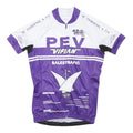 Womens White & Purple Cycling T-Shirt L Short Sleeve Zip Collar Branded Graphic