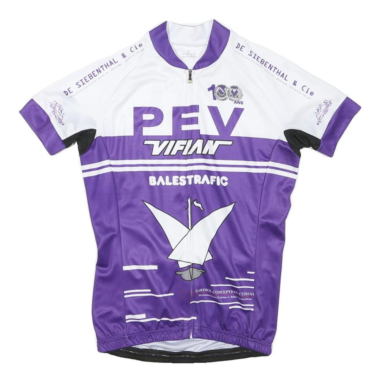 Womens White & Purple Cycling T-Shirt L Short Sleeve Zip Collar Branded Graphic