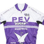 Womens White & Purple Cycling T-Shirt L Short Sleeve Zip Collar Branded Graphic