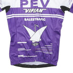 Womens White & Purple Cycling T-Shirt L Short Sleeve Zip Collar Branded Graphic