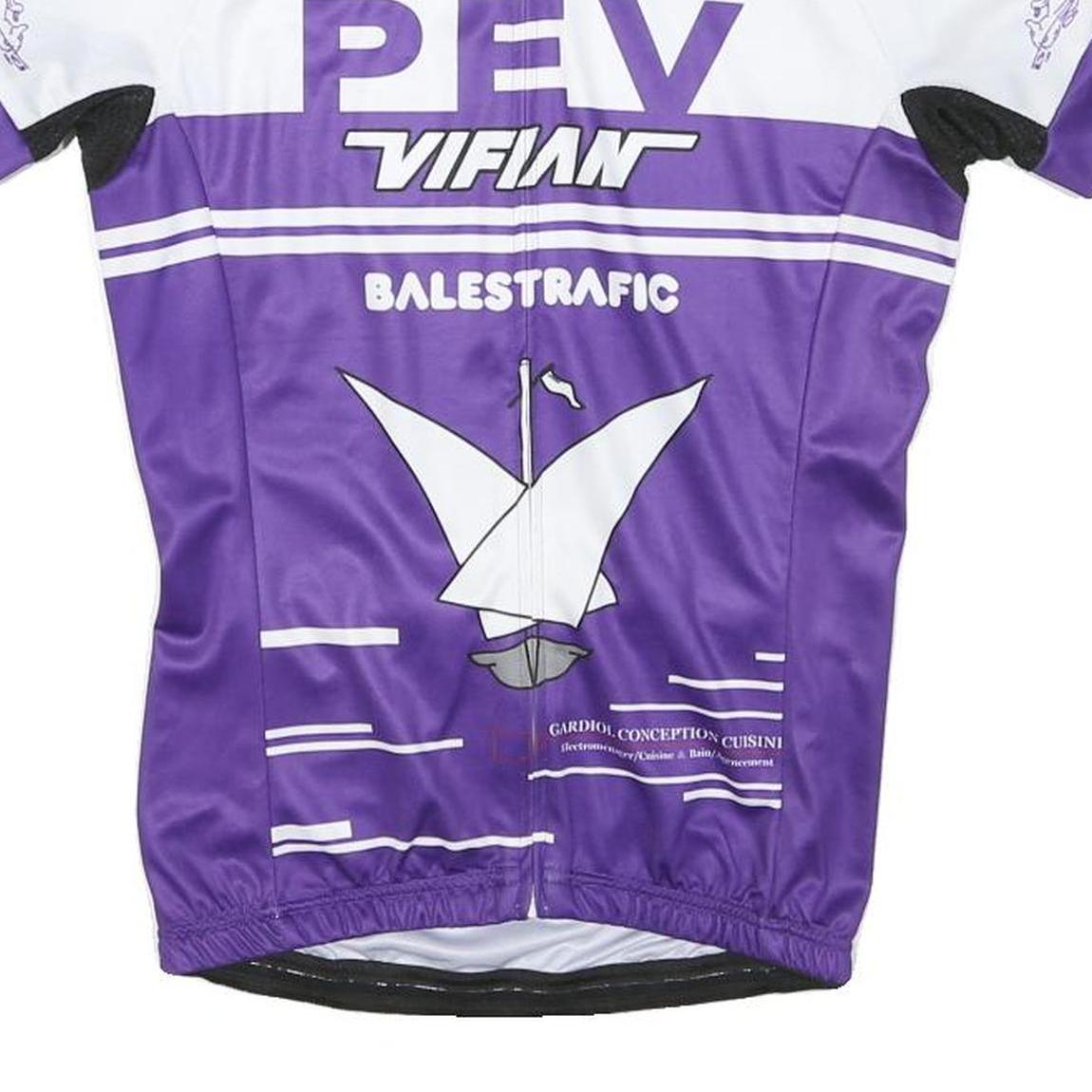 Womens White & Purple Cycling T-Shirt L Short Sleeve Zip Collar Branded Graphic