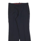 Mens Navy Regular Fit Straight Leg Trousers W32 L32 Classic Zip Closure Elegant