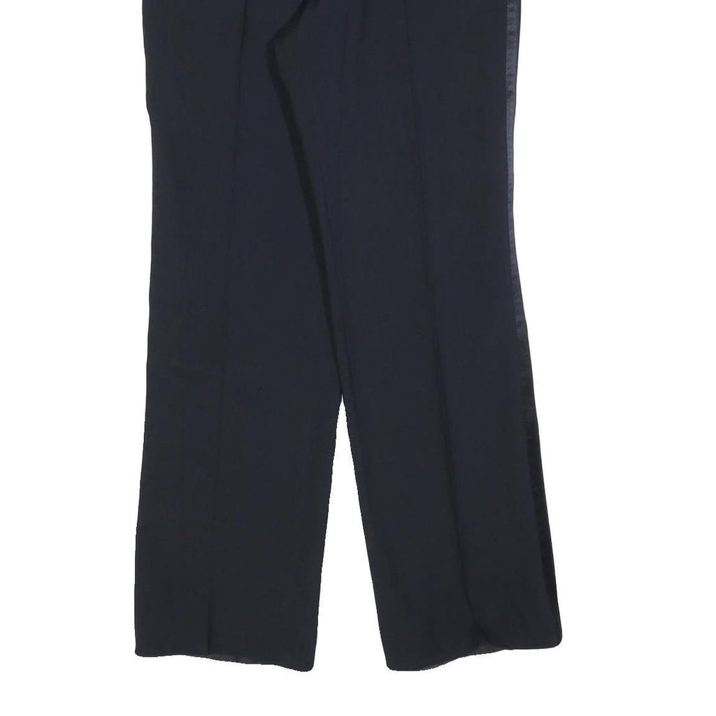 Mens Navy Regular Fit Straight Leg Trousers W32 L32 Classic Zip Closure Elegant