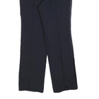 Mens Navy Regular Fit Straight Leg Trousers W32 L32 Classic Zip Closure Elegant