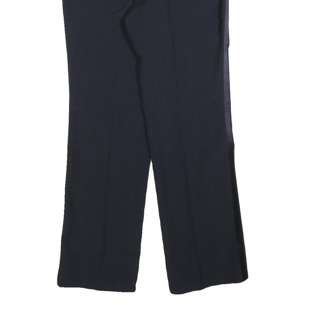 Mens Navy Regular Fit Straight Leg Trousers W32 L32 Classic Zip Closure Elegant