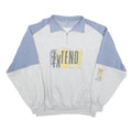 Womens Grey & Blue Sweatshirt Cotton Blend L Quarter Zip Extend Print Casual