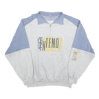 Womens Grey & Blue Sweatshirt Cotton Blend L Quarter Zip Extend Print Casual