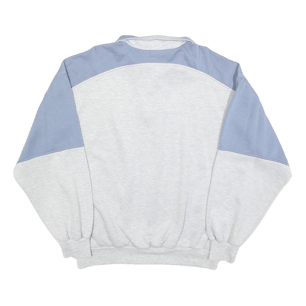 Womens Grey & Blue Sweatshirt Cotton Blend L Quarter Zip Extend Print Casual