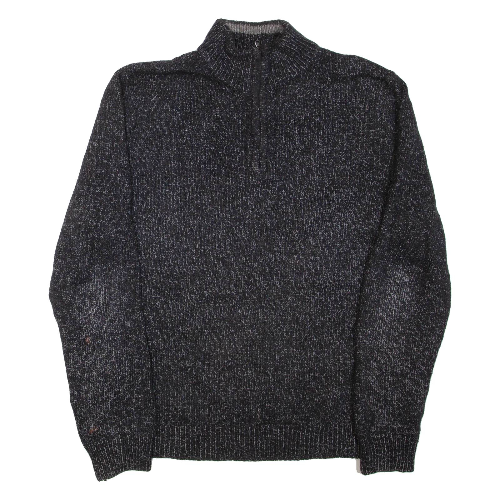 CHAPS Mens Heavy Knit Jumper Grey 1/4 Zip Chunky Knit M