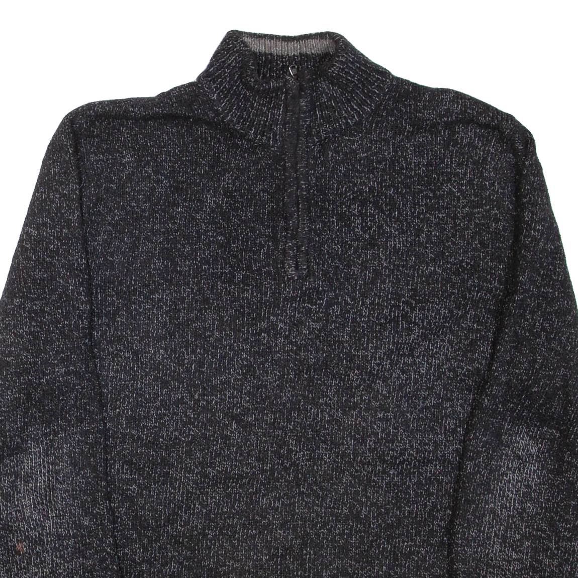 CHAPS Mens Heavy Knit Jumper Grey 1/4 Zip Chunky Knit M