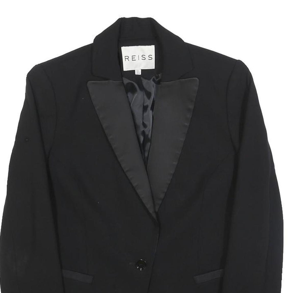 REISS Womens Black Tailored Wool Jacket UK 8 Button Closure Formal Blazer