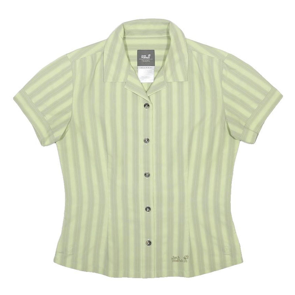 JACK WOLFSKIN Womens Green Striped Shirt UK 10 Casual Outdoor Travel Style