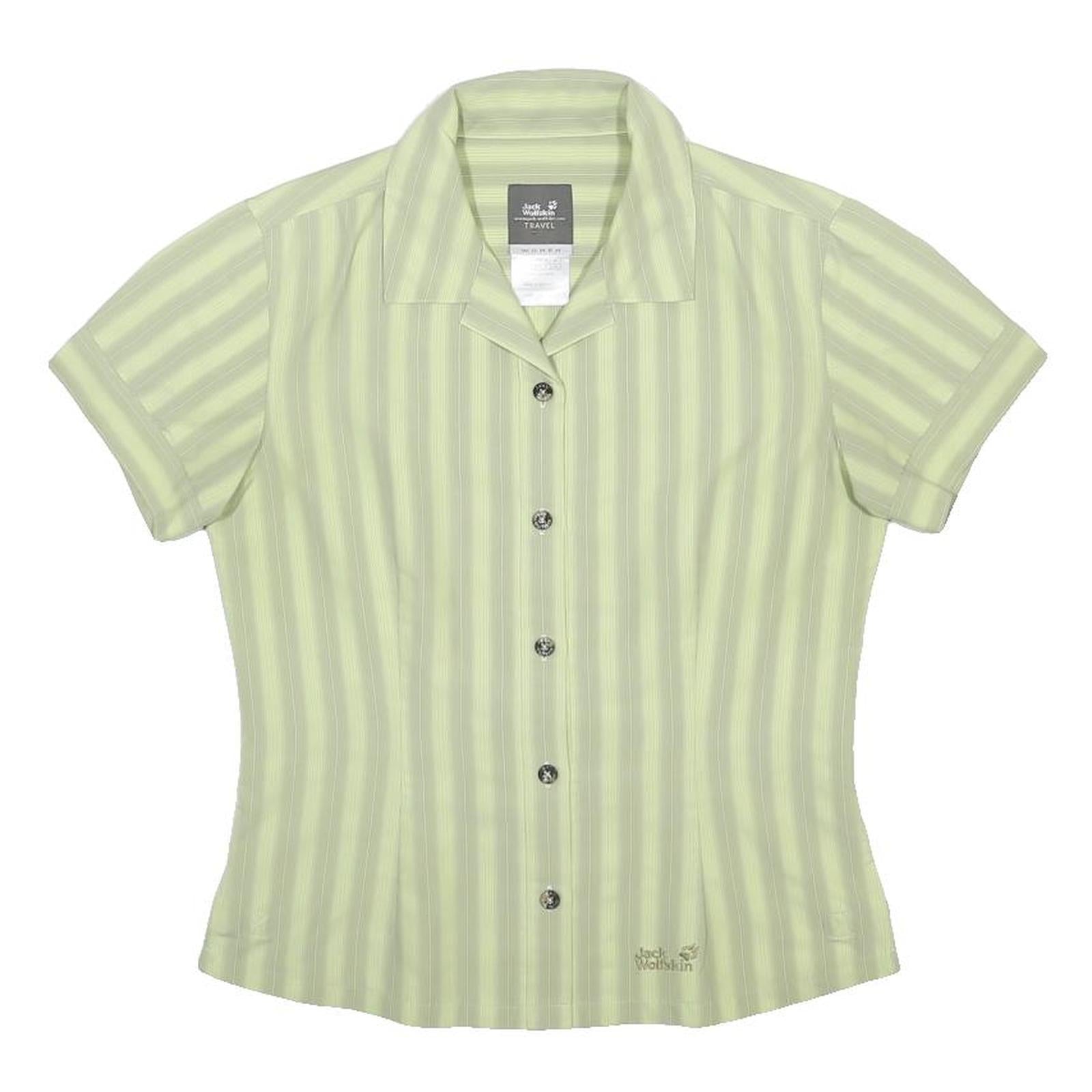 JACK WOLFSKIN Womens Green Striped Shirt UK 10 Casual Outdoor Travel Style