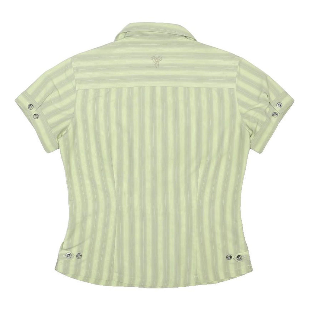 JACK WOLFSKIN Womens Green Striped Shirt UK 10 Casual Outdoor Travel Style