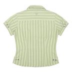 JACK WOLFSKIN Womens Green Striped Shirt UK 10 Casual Outdoor Travel Style