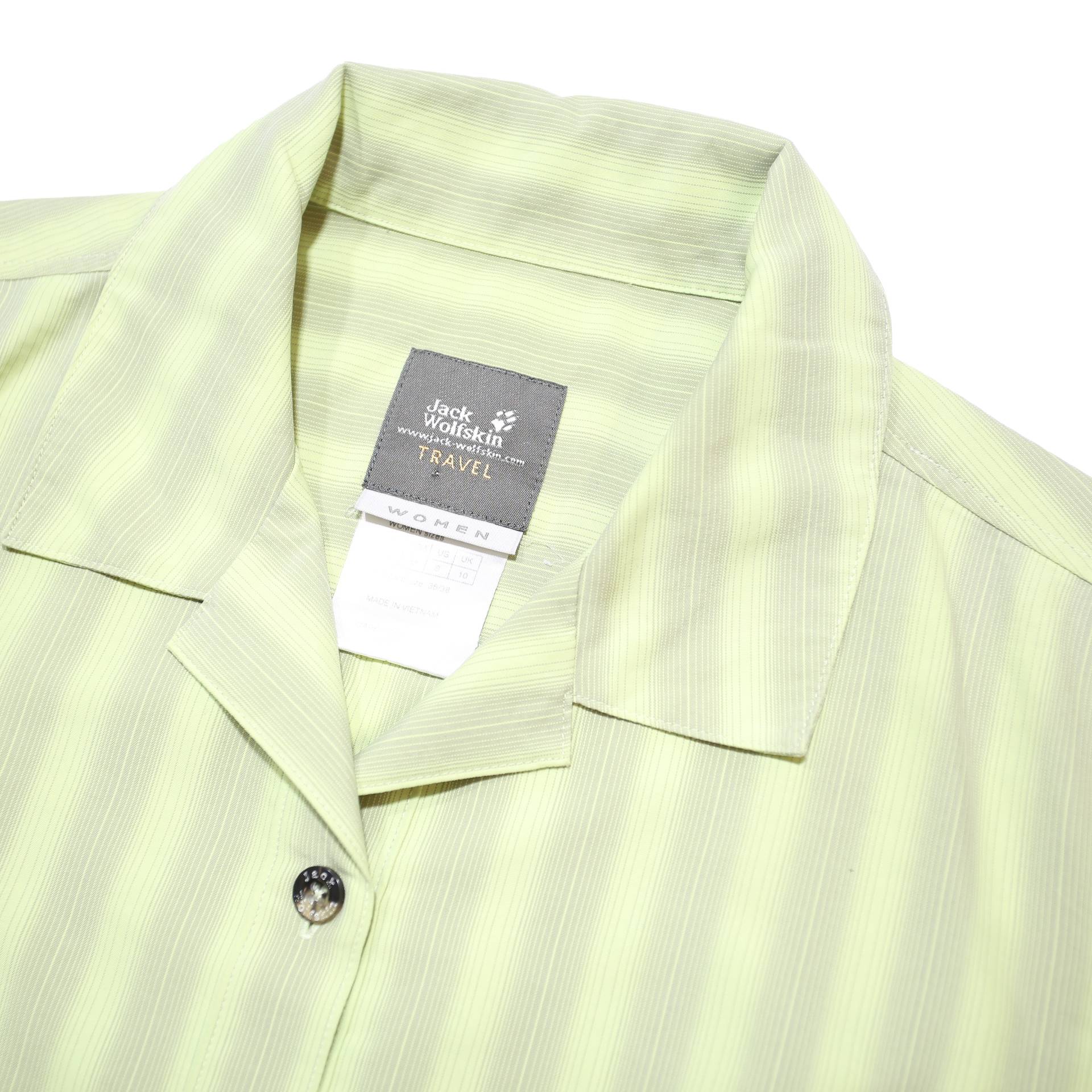 JACK WOLFSKIN Womens Green Striped Shirt UK 10 Casual Outdoor Travel Style