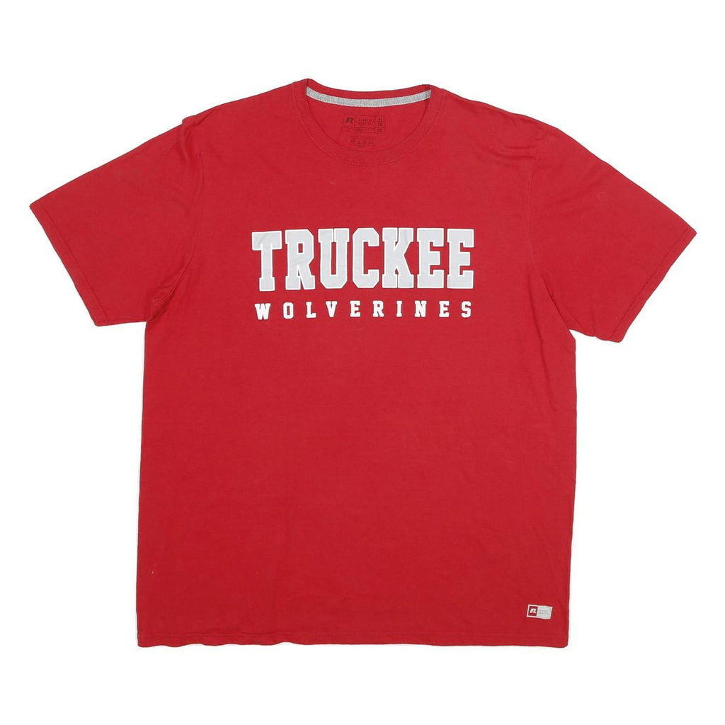 RUSSELL ATHLETIC Mens Red Truckee Wolverines T-Shirt XL Short Sleeve Crew Neck