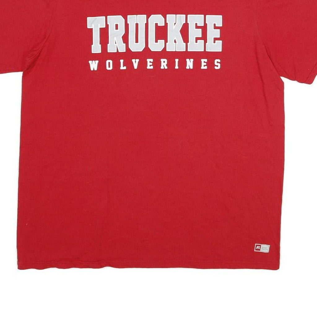 RUSSELL ATHLETIC Mens Red Truckee Wolverines T-Shirt XL Short Sleeve Crew Neck