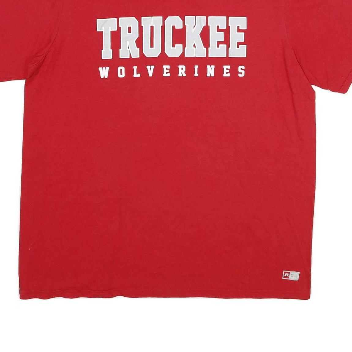 RUSSELL ATHLETIC Mens Red Truckee Wolverines T-Shirt XL Short Sleeve Crew Neck