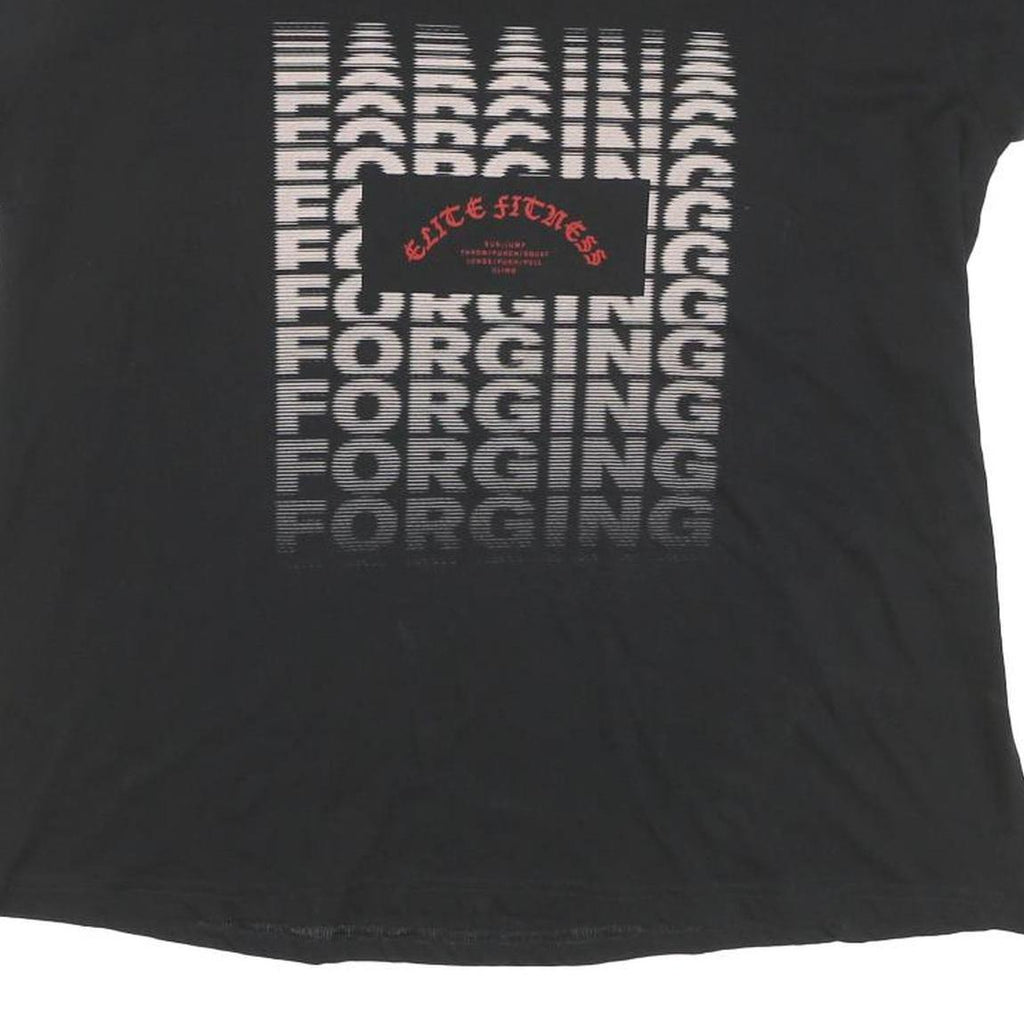 REEBOK Womens Black XL Graphic T-Shirt Short Sleeve Crew Neck Fitness