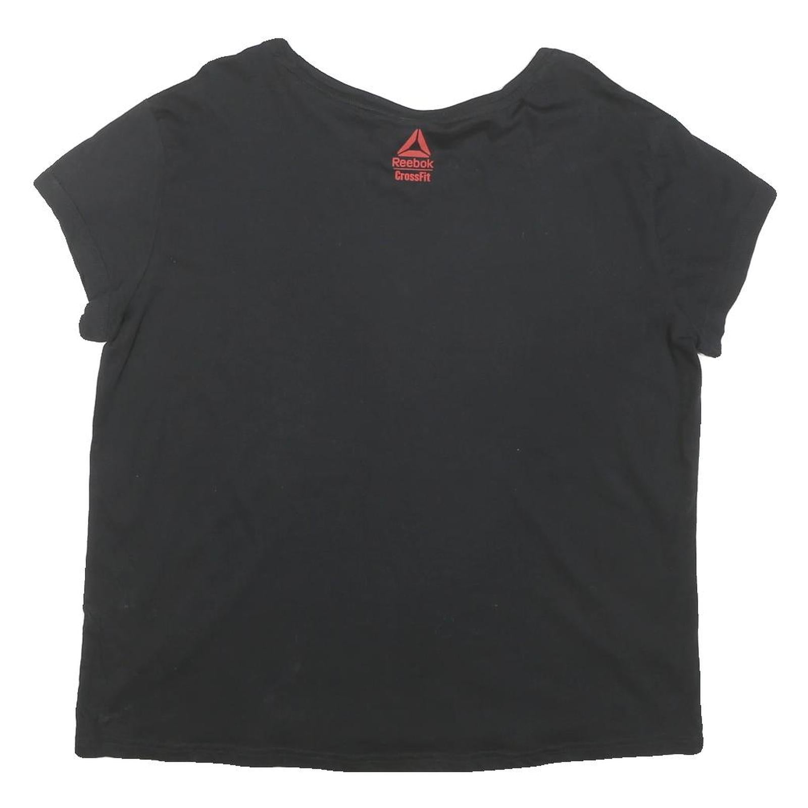 REEBOK Womens Black XL Graphic T-Shirt Short Sleeve Crew Neck Fitness