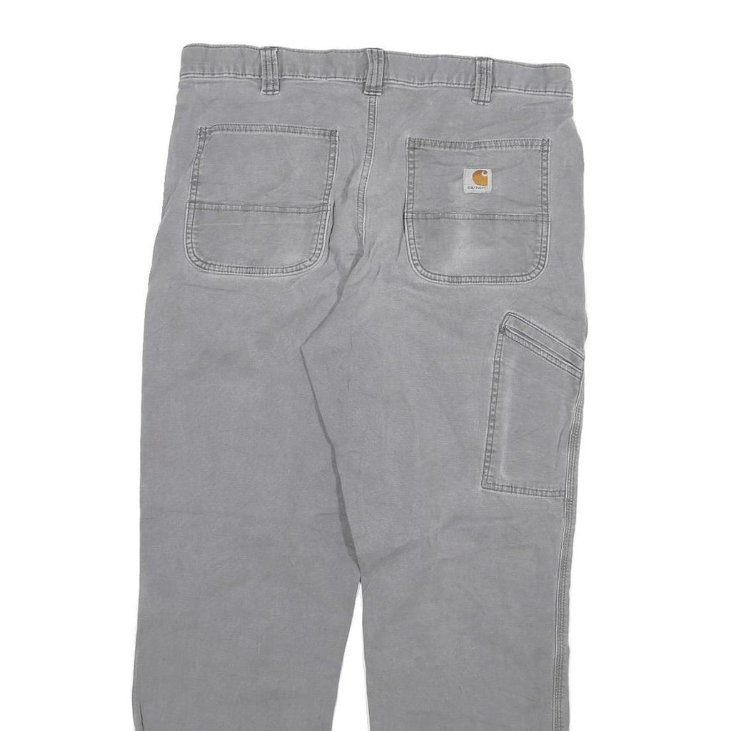 CARHARTT Mens Cotton Blend Grey Relaxed Fit Straight Trousers W34 L29 Workwear