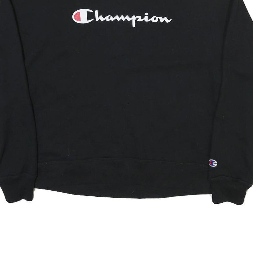 CHAMPION Mens Black Cotton Blend Crew Neck S Sweatshirt Classic Logo Pullover