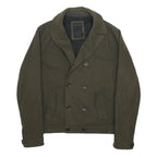 CRAFTED Mens Green Wool Blend Jacket L Button Plain Classic Stylish Comfortable