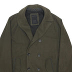 CRAFTED Mens Green Wool Blend Jacket L Button Plain Classic Stylish Comfortable