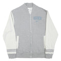 NIKE Mens Grey & White Varsity Jacket M Cotton Blend Zip Plain Athletic Casual