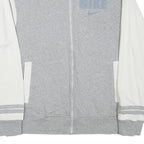 NIKE Mens Grey & White Varsity Jacket M Cotton Blend Zip Plain Athletic Casual