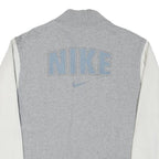 NIKE Mens Grey & White Varsity Jacket M Cotton Blend Zip Plain Athletic Casual