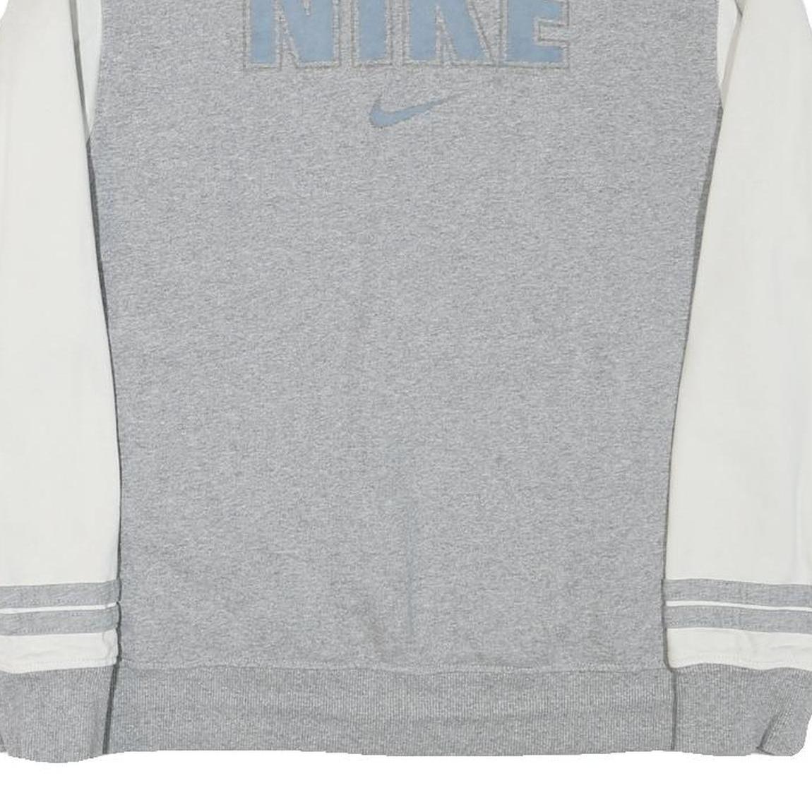 NIKE Mens Grey & White Varsity Jacket M Cotton Blend Zip Plain Athletic Casual
