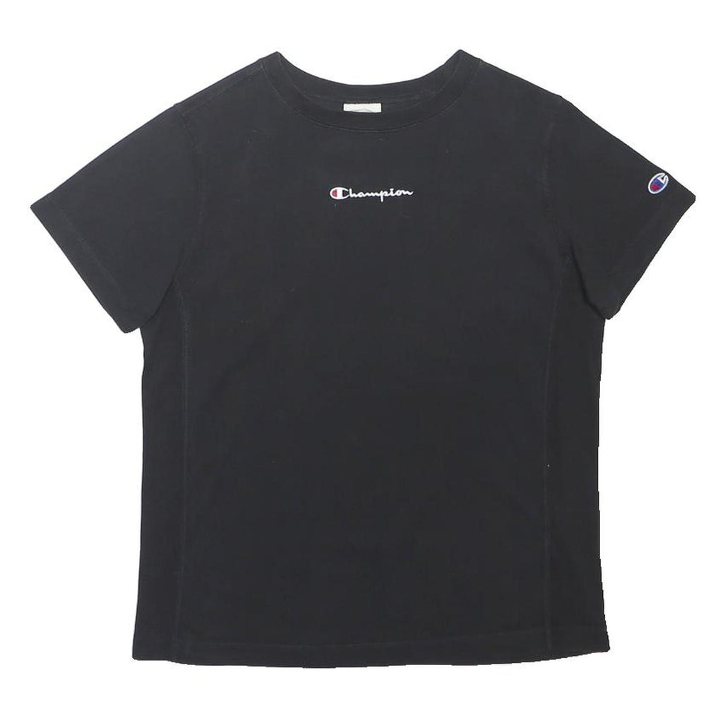 CHAMPION Womens Black Graphic T-Shirt S Short Sleeve Crew Neck Casual Cotton