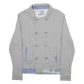 DESIGUAL Mens Grey & Blue Logo Button Jacket M Cotton Blend Casual Stylish