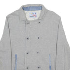 DESIGUAL Mens Grey & Blue Logo Button Jacket M Cotton Blend Casual Stylish