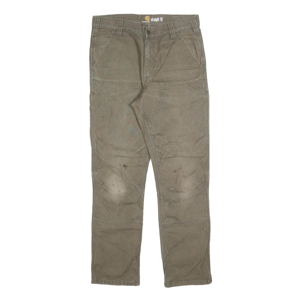 CARHARTT Mens Relaxed Straight Beige Cotton Blend W32 L32 Workwear Trousers