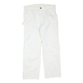 DICKIES Mens Cotton Blend White Regular Straight Trousers W34 L30 Workwear Zip