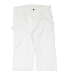 DICKIES Mens Cotton Blend White Regular Straight Trousers W34 L30 Workwear Zip