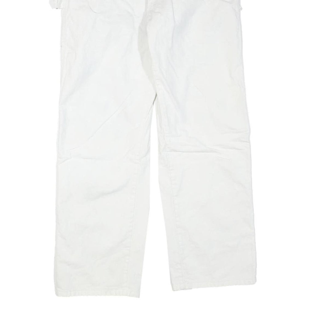 DICKIES Mens Cotton Blend White Regular Straight Trousers W34 L30 Workwear Zip
