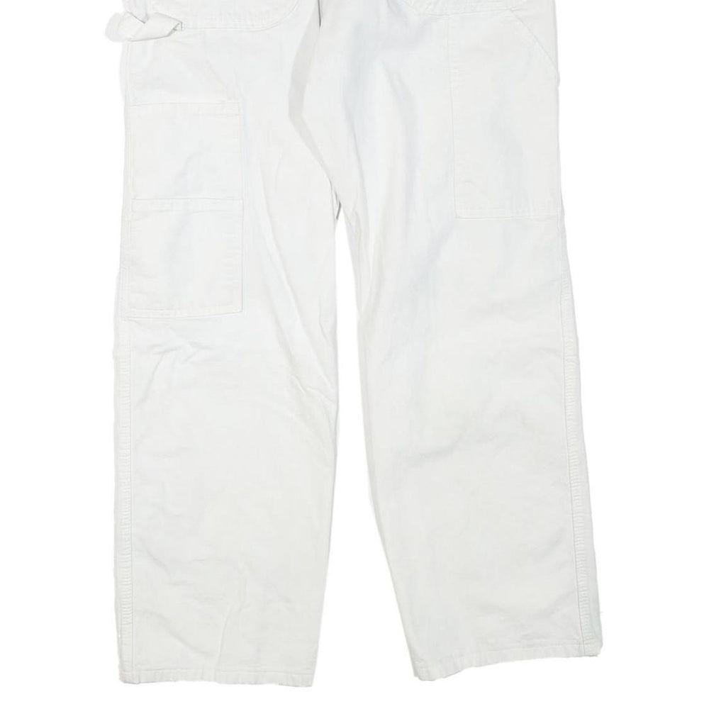 DICKIES Mens Cotton Blend White Regular Straight Trousers W34 L30 Workwear Zip