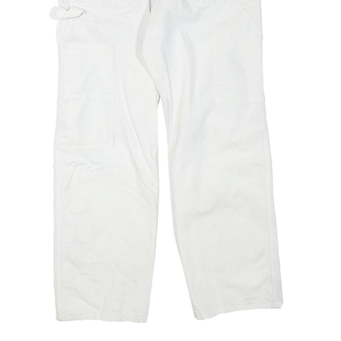 DICKIES Mens Cotton Blend White Regular Straight Trousers W34 L30 Workwear Zip